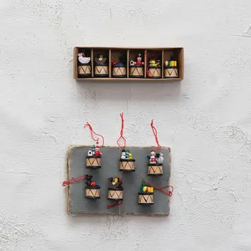 Creative Co-Op - CCO CCO OR - Single Wood Holiday Drum Ornament (Assorted)