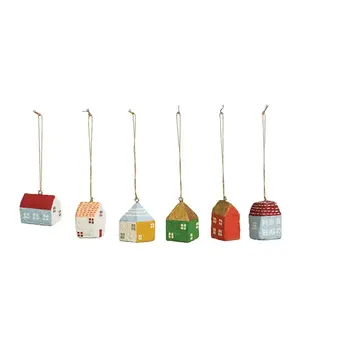 Creative Co-Op - CCO CCO OR - Paper Mache Winter House Ornament (Assorted)