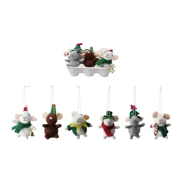 Creative Co-Op - CCO CCO OR - Boxed Set of Roly-Poly Festive Wool Felt Mice Ornaments in Egg Crate, Set of 6