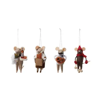 Creative Co-Op - CCO CCO OR - Wool Felt Gourmand Mouse Ornament (4 Assorted Styles: wine, pretzel, baguette, ski)