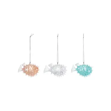 Creative Co-Op - CCO CCO OR - Puffer Fish Resin Ornament (Assorted Colors: Pink, Mint, Clear)