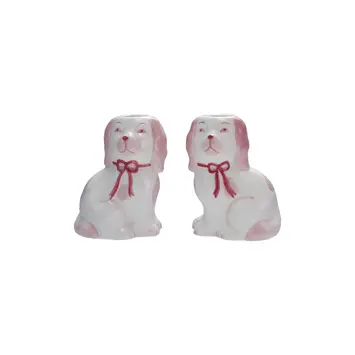 Creative Co-Op - CCO CCO HGDE -  Pink Staffordshire Dog Stoneware Taper Holder