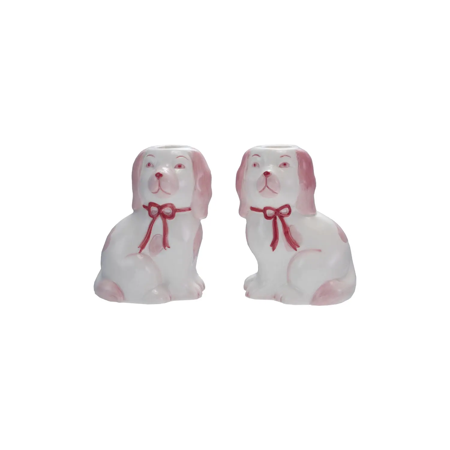 Creative Co-Op - CCO CCO HGDE -  Pink Staffordshire Dog Stoneware Taper Holder