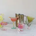 Creative Co-Op - CCO CCO HG - Hand-Blown Stemmed  6 oz. Wine Glass, Pink, Yellow & Green