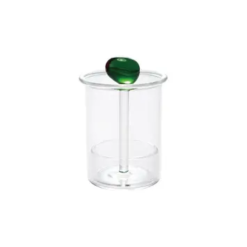 Creative Co-Op - CCO CCO HG - Glass Toothpick/Cotton Swab Holder with Hand-Blown Olive