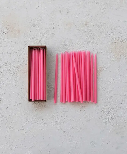 Creative Co-Op - CCO CCO CATA - Pink Thin Taper Candle (1/2" Round)  Box Set of 24, Unscented 10" tall