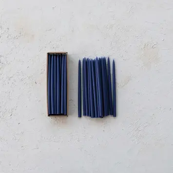 Creative Co-Op - CCO CCO CATA - Navy Thin Taper Candle (1/2" Round)  Box Set of 24, Unscented 10" tall