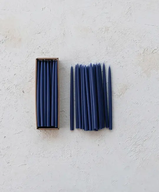 Creative Co-Op - CCO CCO CATA - Navy Thin Taper Candle (1/2" Round)  Box Set of 24, Unscented 10" tall