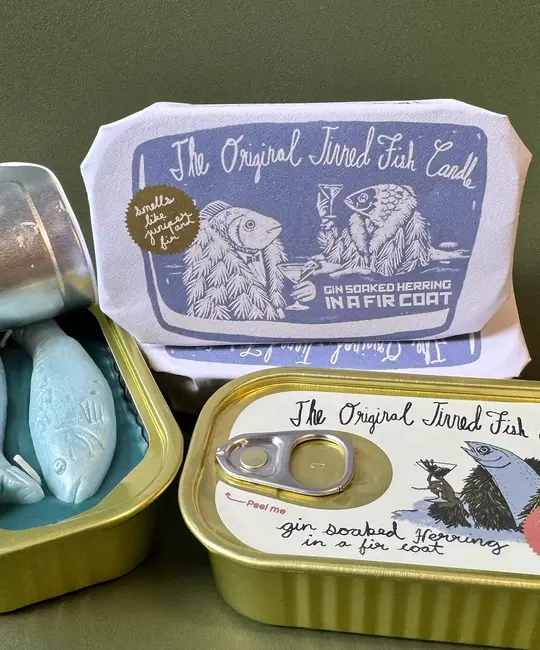 Tinned Candle - TIC TIC CA - Gin Soaked Herring in a Fur Coat Tinned Fish Candle (Juniper and Fraser Fir)