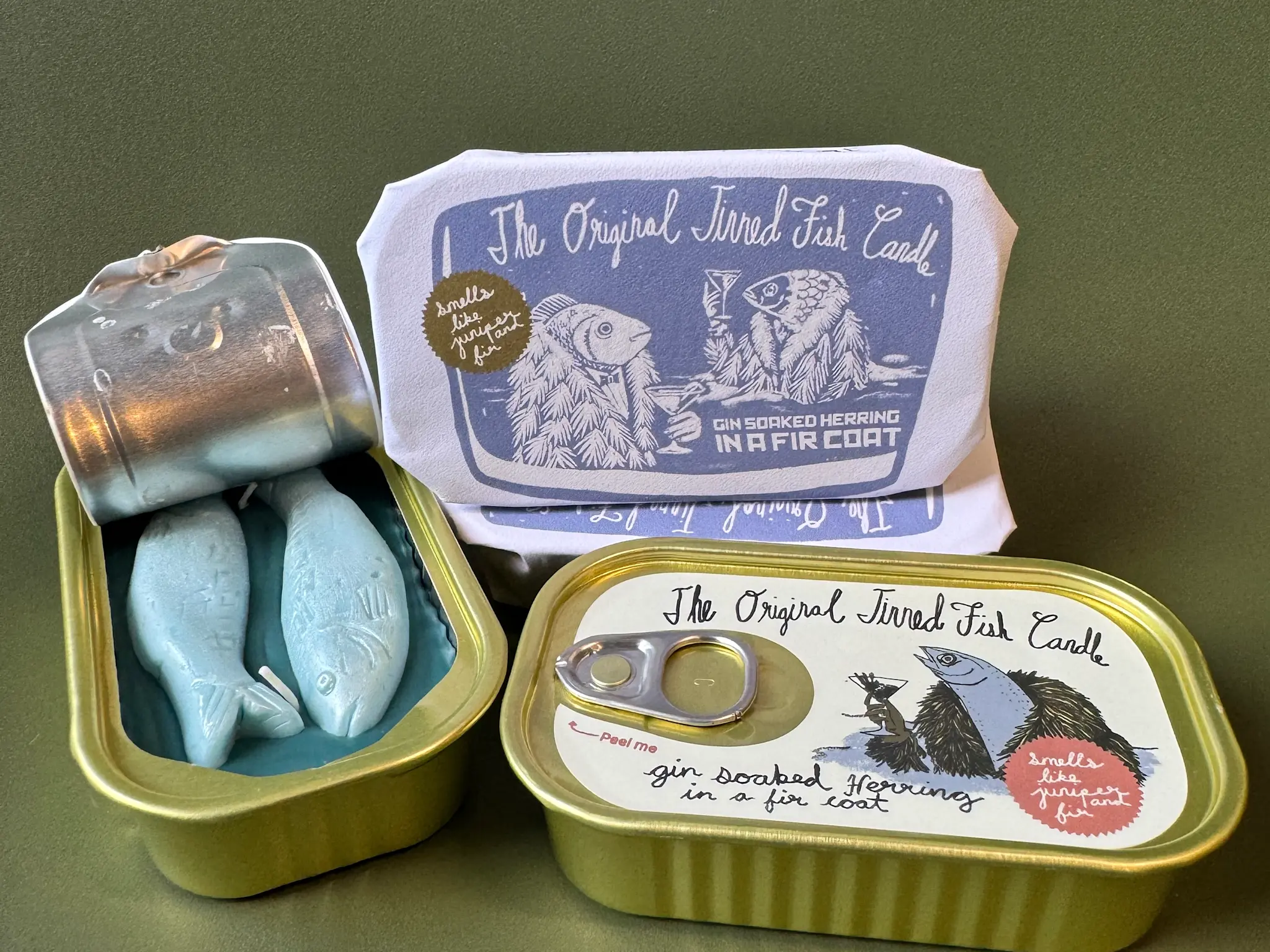 Tinned Candle - TIC TIC CA - Gin Soaked Herring in a Fur Coat Tinned Fish Candle (Juniper and Fraser Fir)