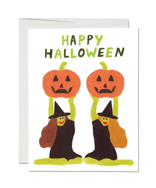 Red Cap Cards - RCC RCCGCHA0013 - Witches with Jack-o-lanterns Halloween Card
