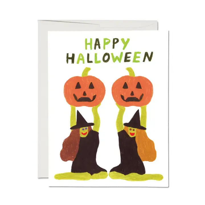 Red Cap Cards - RCC RCCGCHA0013 - Witches with Jack-o-lanterns Halloween Card
