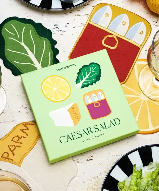 Piecework Puzzles - PIEP PIEP HGKL - Caesar Salad Linen Cocktail Napkin Set of 4