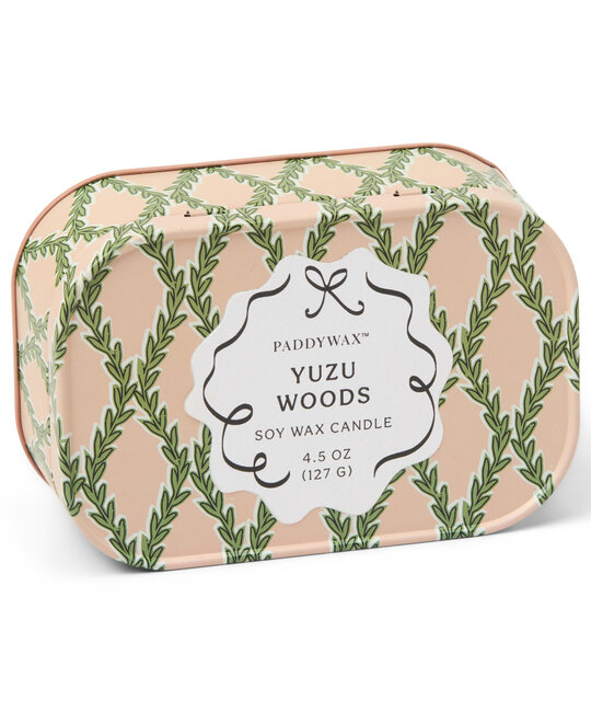 Paddywax - PA PA CASM - Yuzu Woods Printed Tin Candle, Chérie Collection