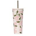 Corkcicle - CO CO HG - Pink Hydrangea Cold Cup with Straw