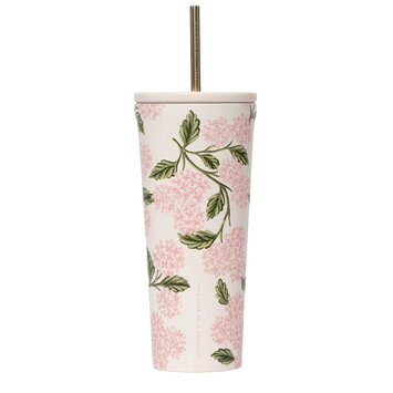 Corkcicle - CO CO HG - Pink Hydrangea Cold Cup with Straw
