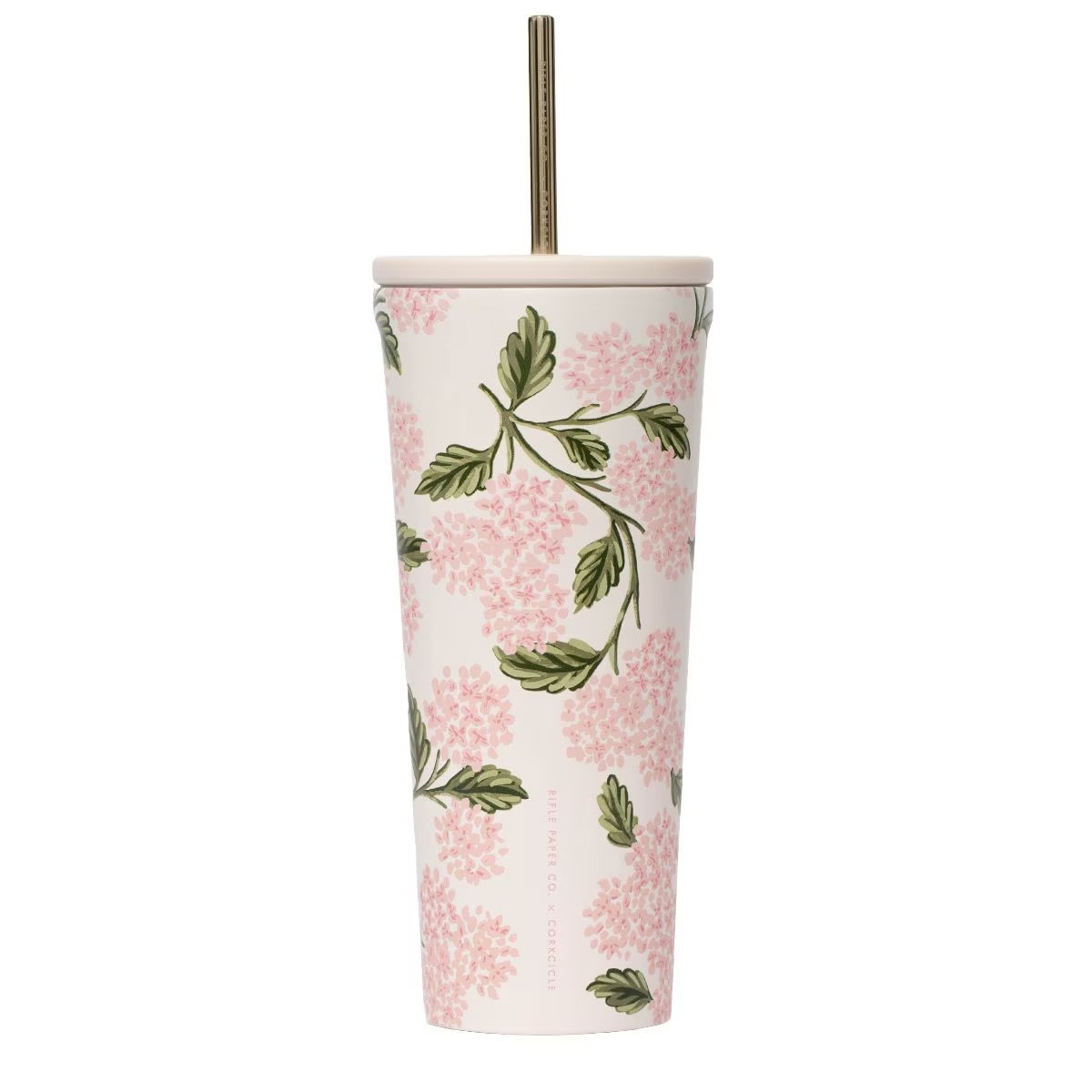 Corkcicle - CO CO HG - Pink Hydrangea Cold Cup with Straw