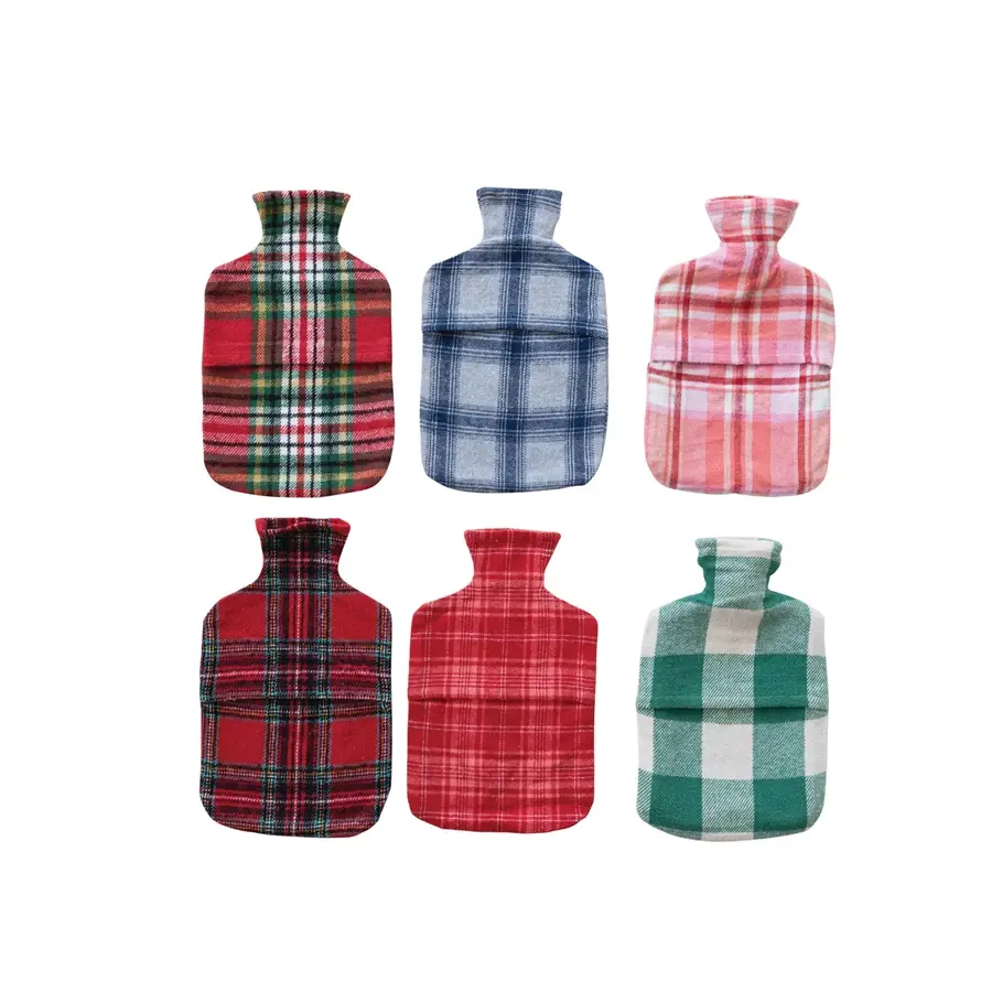 Creative Co-Op - CCO CCO AP - Plaid Flannel Covered Silicone Water Bottle (Hot/Cold), Assorted Plaid