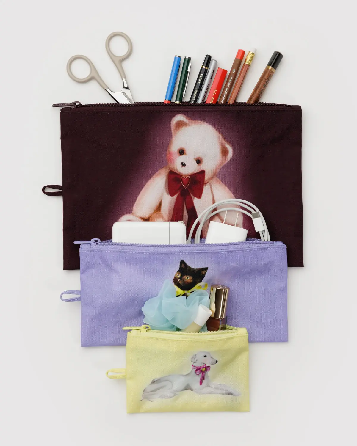 Baggu - BA BA BAG - Flat Pouch Set, Fancy Animals
