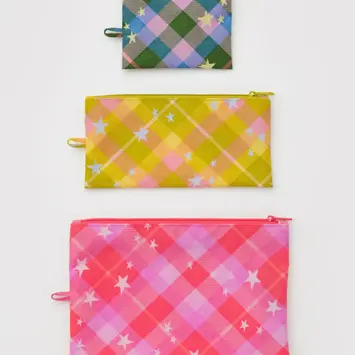Baggu - BA BA BAG - Flat Pouch Set, Star Plaid