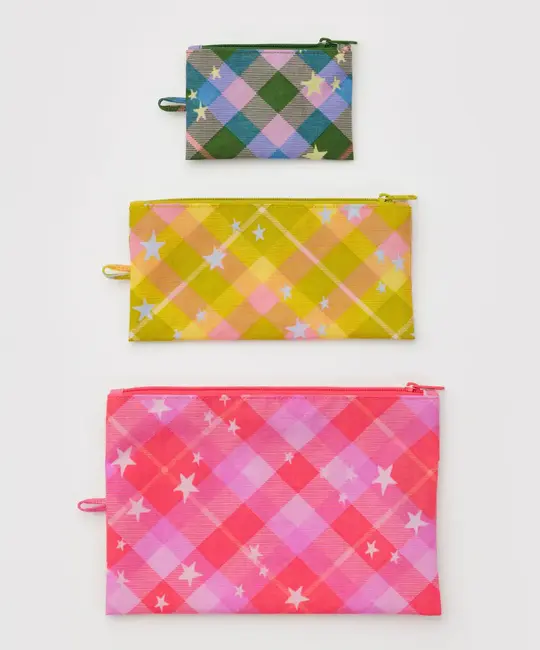 Baggu - BA BA BAG - Flat Pouch Set, Star Plaid