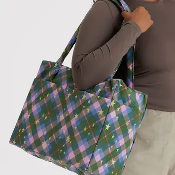 Baggu - BA BA BAG - Small Cloud Carry-On Bag, Green Star Plaid