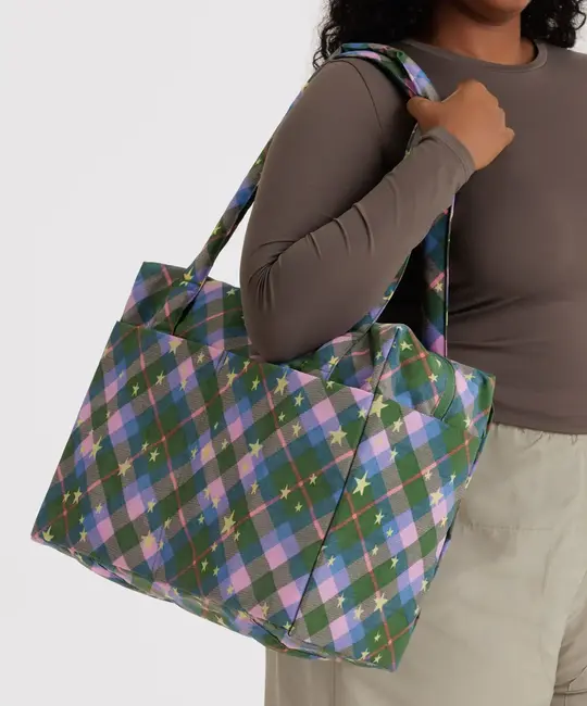 Baggu - BA BA BAG - Small Cloud Carry-On Bag, Green Star Plaid