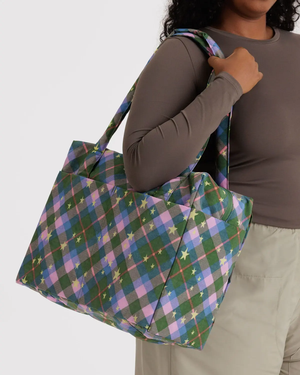 Baggu - BA BA BAG - Small Cloud Carry-On Bag, Green Star Plaid