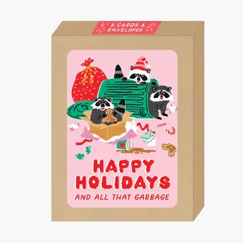 Party of One - POO POO NSHO - Pink Raccoons and All That Garbage Boxed Holiday Note Set