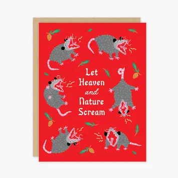 Party of One - POO POOGCHO0012 - Heaven and Nature Scream Opossum Holiday Card