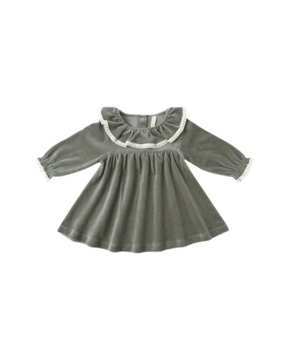 Quincy Mae - QM QM BKBC - Velour Baby Dress || Forest