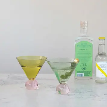 Creative Co-Op - CCO CCO HG - Two-Tone Martini Glass with Ball Stem, Assorted Colors
