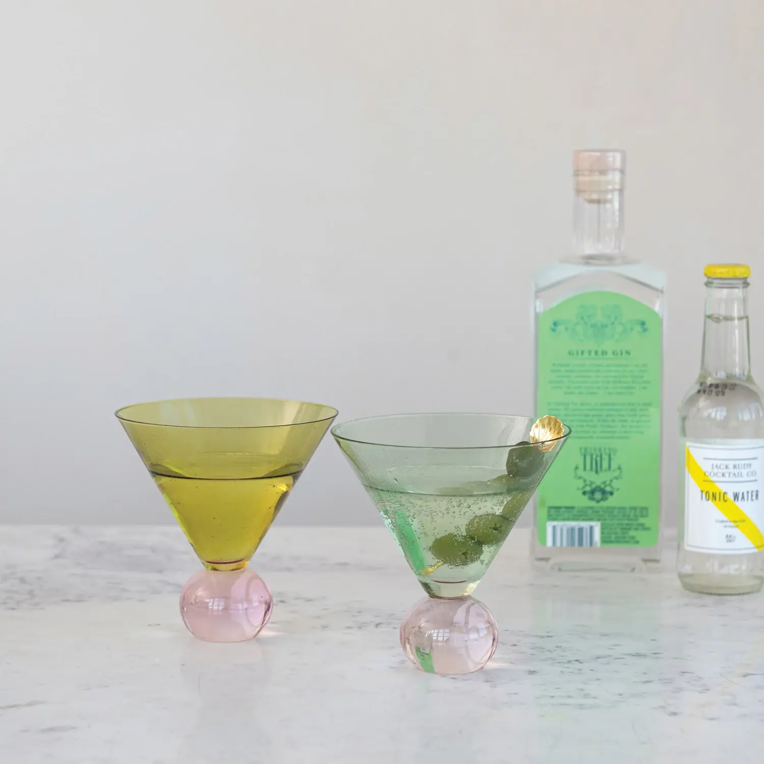 Creative Co-Op - CCO CCO HG - Two-Tone Martini Glass with Ball Stem, Assorted Colors