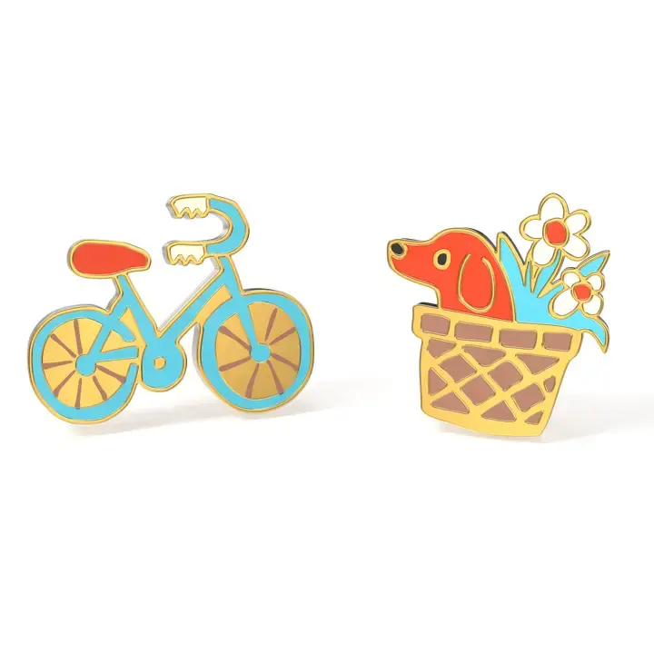Yellow Owl Workshop - YOW YOW JE - Bicycle and Dog Basket Stud Earrings