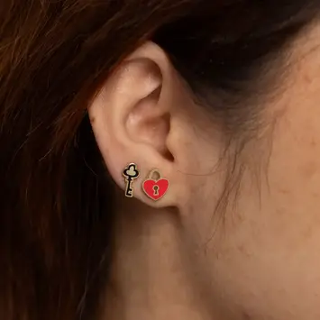 Yellow Owl Workshop - YOW YOW JE - Heart Lock and Key Stud Earrings