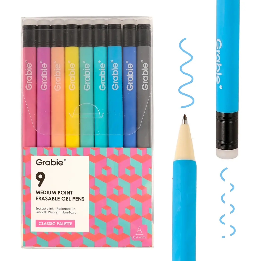 Grabie Art - GRAA GRAA AS - Medium Point Erasable Gel Pen Set of 9 - Classic Palette