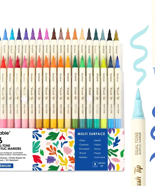 Grabie Art - GRAA GRAA AS - Dual Tone Brush Tip Acrylic Paint Marker Set Of 36