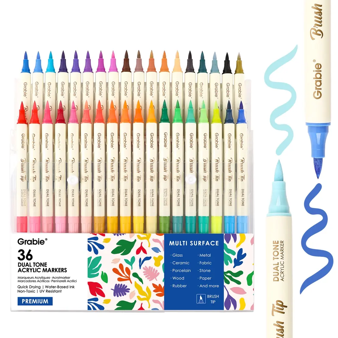 Grabie Art - GRAA GRAA AS - Dual Tone Brush Tip Acrylic Paint Marker Set Of 36