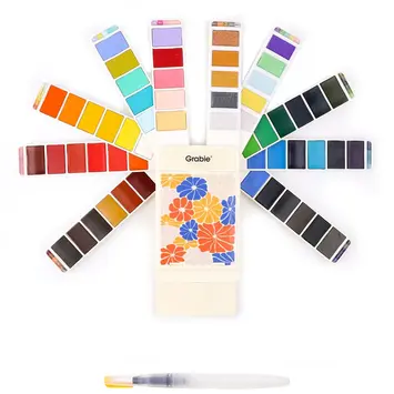 Grabie Art - GRAA GRAA AS - 56 Color Foldable Watercolor Set with Water Brush Pen