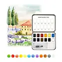 Grabie Art - GRAA GRAA AS - Pocket Watercolor Set with Water Brush Pen, Essential 12 Colors