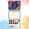 Grabie Art - GRAA GRAA AS - Pocket Watercolor Set with Water Brush Pen, Essential 12 Colors