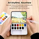 Grabie Art - GRAA GRAA AS - Pocket Watercolor Set with Water Brush Pen, Essential 12 Colors