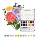 Grabie Art - GRAA GRAA AS - Pocket Watercolor Set with Water Brush Pen, Floral 12 Colors