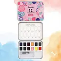 Grabie Art - GRAA GRAA AS - Pocket Watercolor Set with Water Brush Pen, Floral 12 Colors