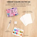 Grabie Art - GRAA GRAA AS - Pocket Watercolor Set with Water Brush Pen, Floral 12 Colors