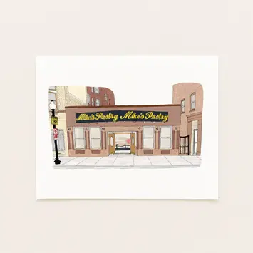 Sarah Wormann Art - SWA SWA PRSM - Mikes Pastry Boston Storefront Art Print, 8" x 10"