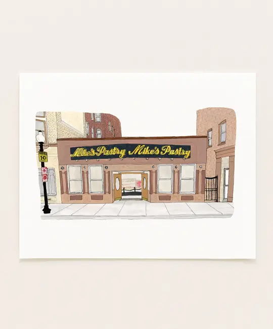 Sarah Wormann Art - SWA SWA PRSM - Mikes Pastry Boston Storefront Art Print, 8" x 10"