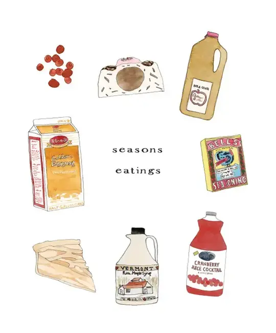 Sarah Wormann Art - SWA SWAGCHO0002 - Seasons Eatings New England Food Holiday Card