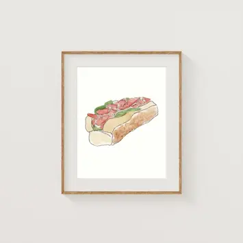 Sarah Wormann Art - SWA SWA PRSM - Lobster Roll New England Foods Mini Print, 4" x 6"