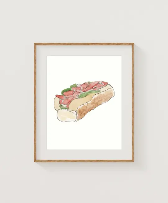 Sarah Wormann Art - SWA SWA PRSM - Lobster Roll New England Foods Mini Print, 4" x 6"